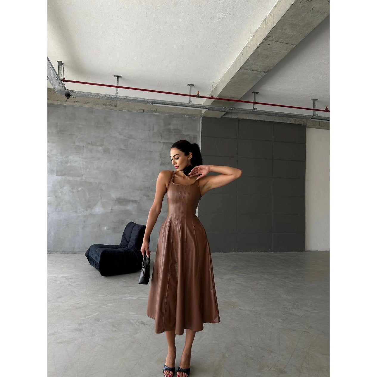 Chocolate Brown Vegan Leather Dress Anniversary unclassified dresses