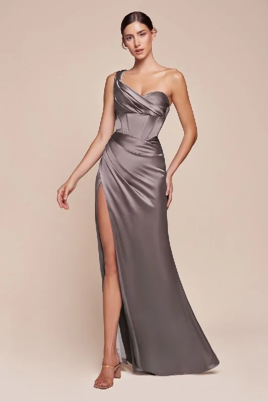 Cinderella Divine -7448 01 One Shoulder Corset Satin Sheath Dress Popular unclassified dresses