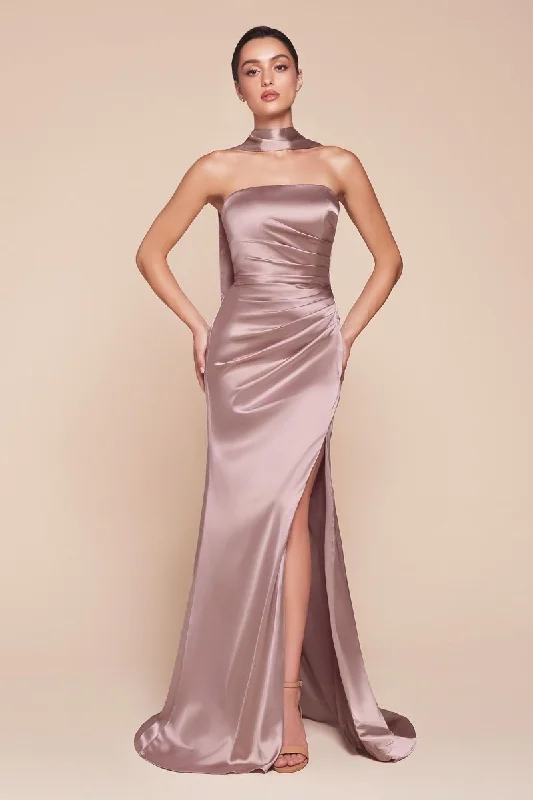 Cinderella Divine -7451 Strapless Satin Prom Sheath Dress Engagement unclassified dresses