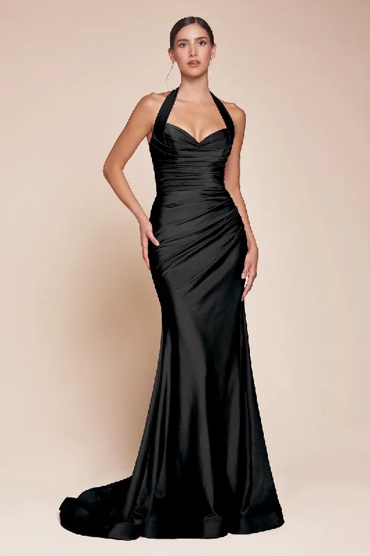 Cinderella Divine -CD796 Halter Neck Satin Sheath Dress Graduation unclassified dresses