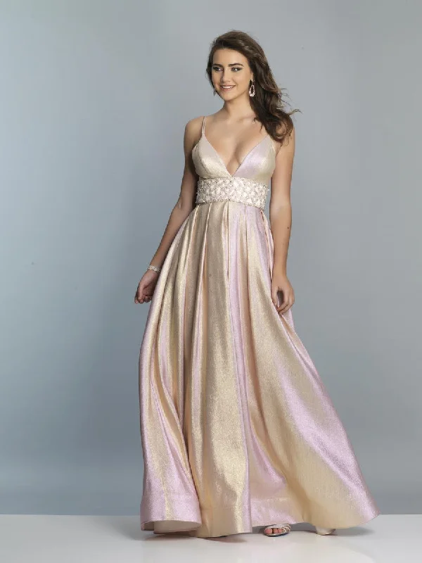 Dave & Johnny - A7229SC Plunging V-Neck Shimmer A-line Gown Chic unclassified dresses