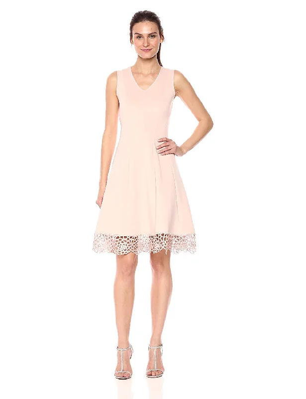 Donna Ricco - Sleeveless Crochet Rosette Trimmed Dress DR30919SC Corset unclassified dresses