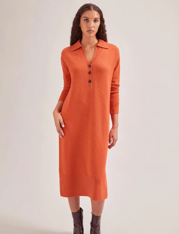 Eleanor Wool Knit Dress - Orange Embroidered unclassified dresses