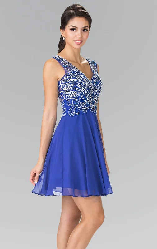 Elizabeth K GS1467- Crystal Beaded V Neck A-Line Homecoming Dress Plus size unclassified dresses