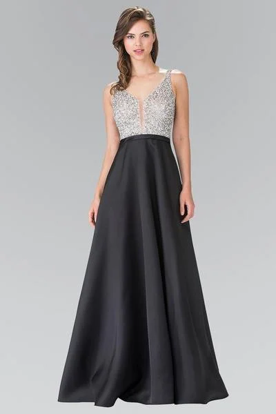 Elizabeth K - GL2287SC Embellished Plunging V-Neck A-Line Gown Everyday wear unclassified dresses