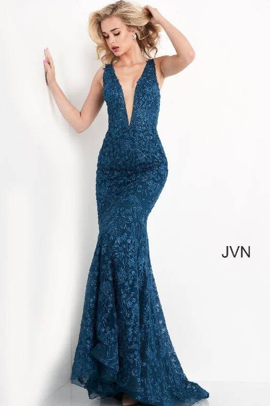 Embroidered Plunging Neck Prom Dress By Jovani -JVN04591 Mesh unclassified dresses