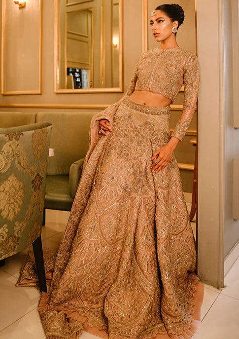 Golden Lehenga Choli Pakistani Bridal Dress Breathable unclassified dresses