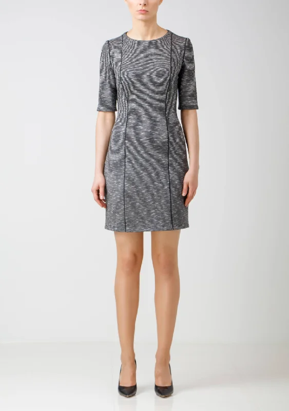 Grey & White Mélange Stretch Jersey Dress Beaded unclassified dresses