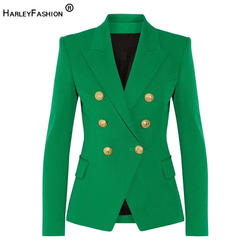 HarleyClassic Design Women Elegant Style Casual Blazers Solid Color Slim Autumn Green Blazer Discounted unclassified dresses