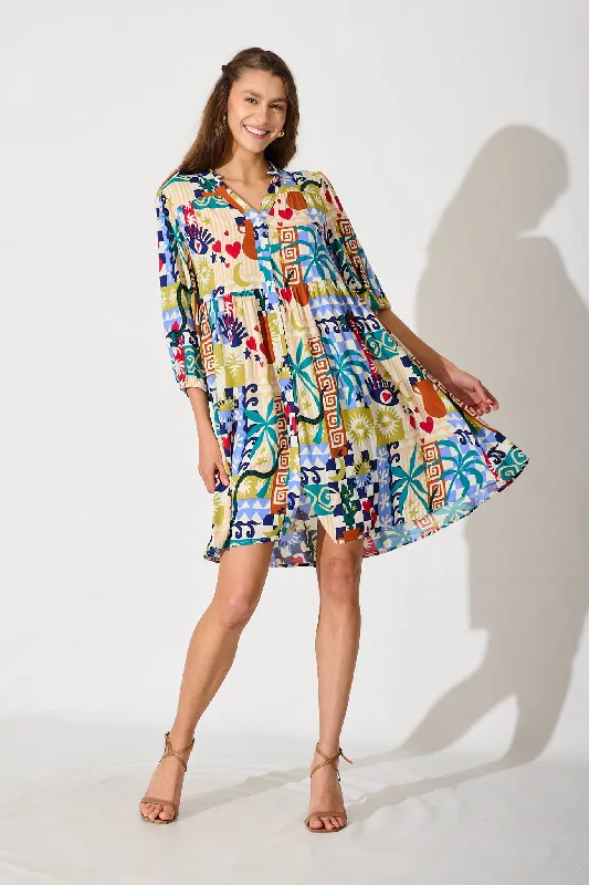 Heartvale Smock Dress In Multi Graphic Print Sequin unclassified dresses