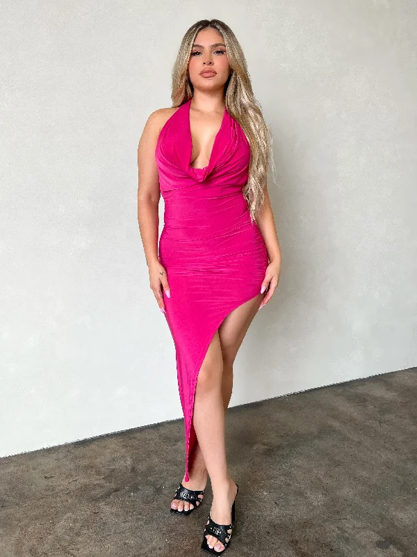 Jasmine Slit Dress (Fuchsia) Y2K unclassified dresses