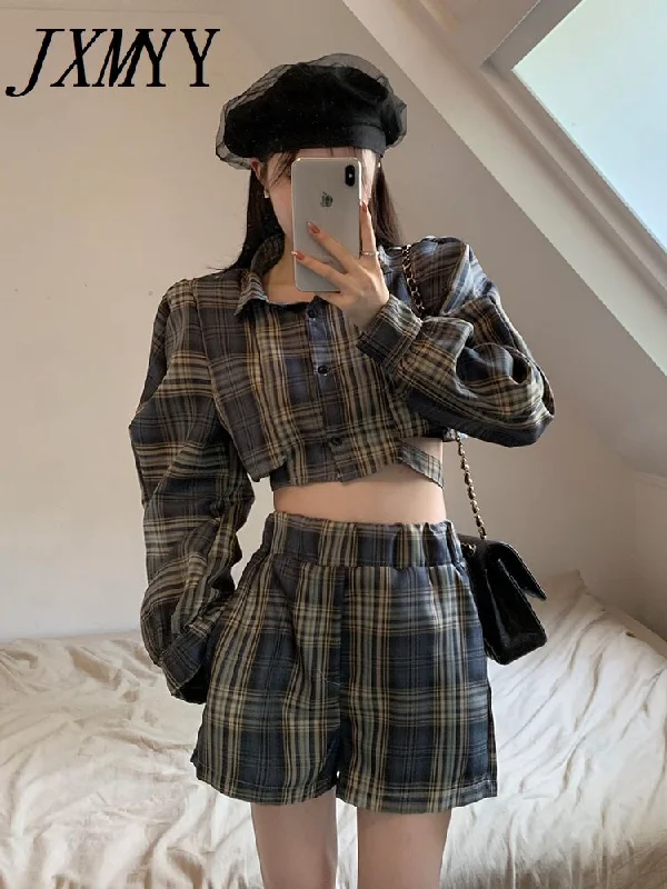 imCharms 2023 Spring And Autumn Personality Design Retro Temperament Plaid Casual Suit Women's Clothing Bodycon unclassified dresses