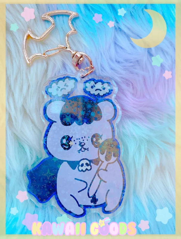 Emotion Bear Vampire Holographic Keychain Open-back unclassified dresses