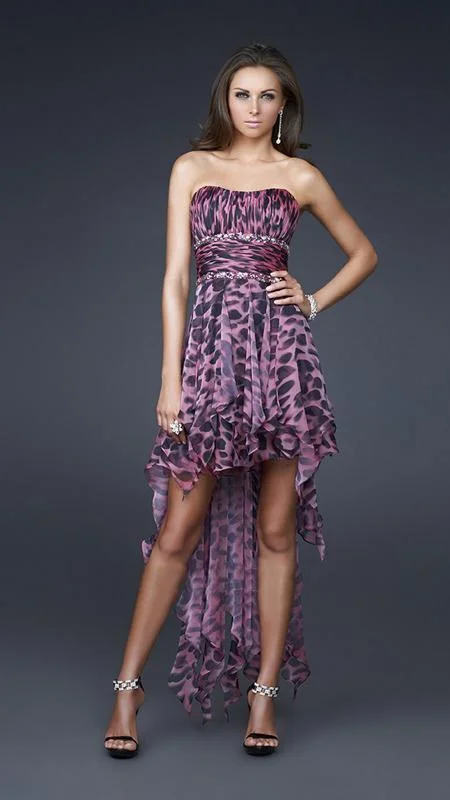 La Femme - Animal Print Strapless High Low Dress 16293 Stylish unclassified dresses