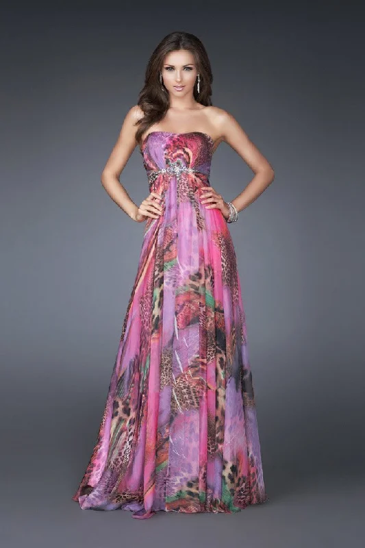 La Femme - Strapless Multi-Colored Empire Waist Dress 16373 Travel unclassified dresses