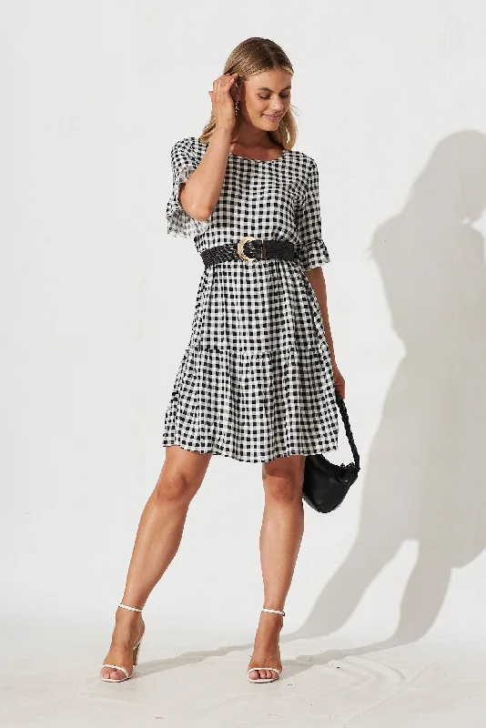 Malani Dress In Black With White Check Pastel unclassified dresses