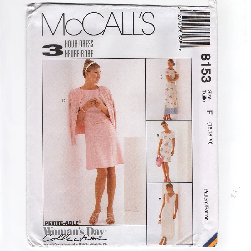 McCall's 8153 Misses Fit and Flare Dress 1990s Sewing Pattern Out of Print Soft fabric unclassified dresses