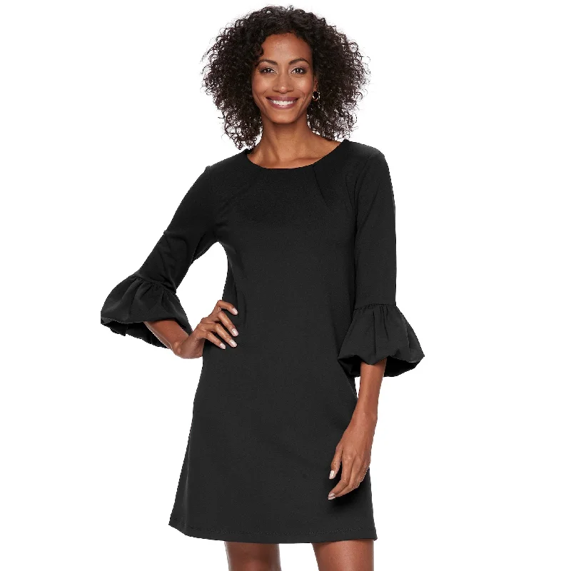 Nina Leonard - Quarter Length Flounce Sleeve Crepe Dress L6832BSC Open-back unclassified dresses