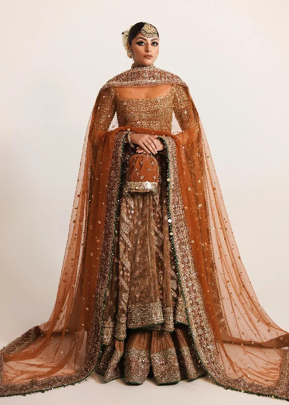 Orange Lehnga Pishwas style for walima bridal High-low unclassified dresses