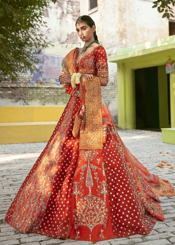 Pakistani Bridal Orange Red Lehenga Choli Dress Elegant evening unclassified dresses