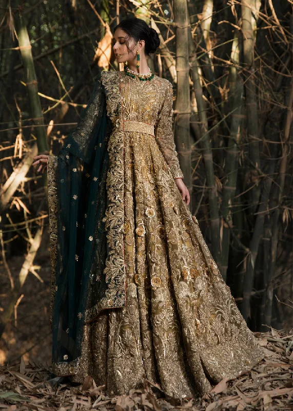 Pakistani Golden Bridal Dress with blue dupatta Knitted unclassified dresses