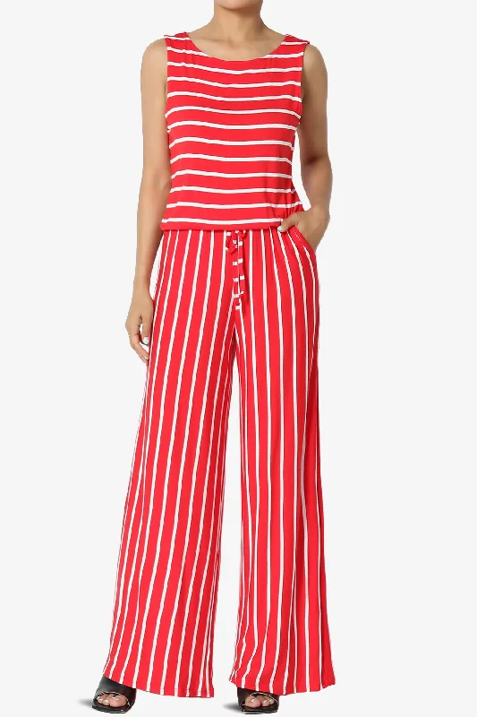 Petra Stripe Sleeveless Wide Leg Jumpsuit PLUS Off-shoulder unclassified dresses