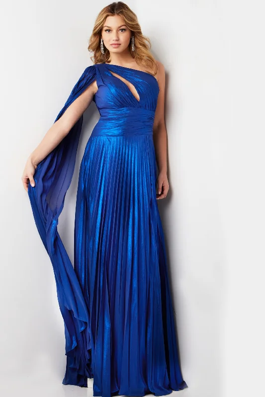 Pleated One Shoulder A-line Slit Gown by Jovani 36462 Off-shoulder unclassified dresses