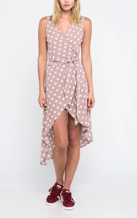 Mauve Polkadot Print Dress Discounted unclassified dresses