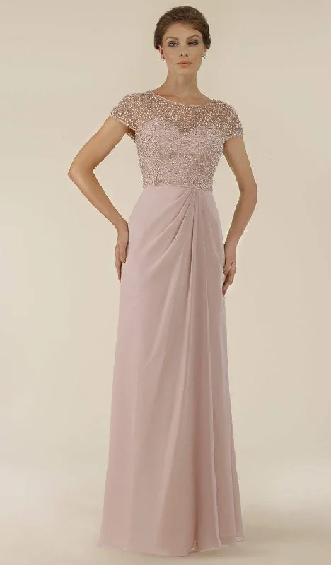 Rina Di Montella - RD2430SC Illusion Bateau Pearl Beaded Chiffon Gown Velvet unclassified dresses