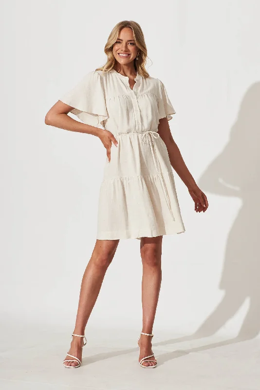 Rosemary Smock Dress In Oatmeal Linen Women's unclassified dresses