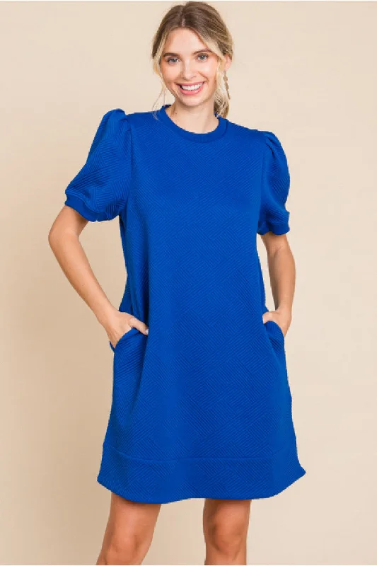 Royal Blue Textured Dress High-low unclassified dresses