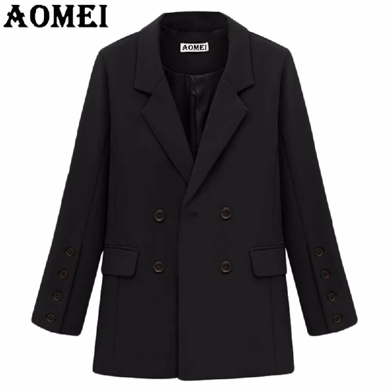 Spring Women Camel Blazer Casual Fashion Suit Black Color Wear to Work Office Ladies Fall New with Double Button Design Blasers Spring unclassified dresses