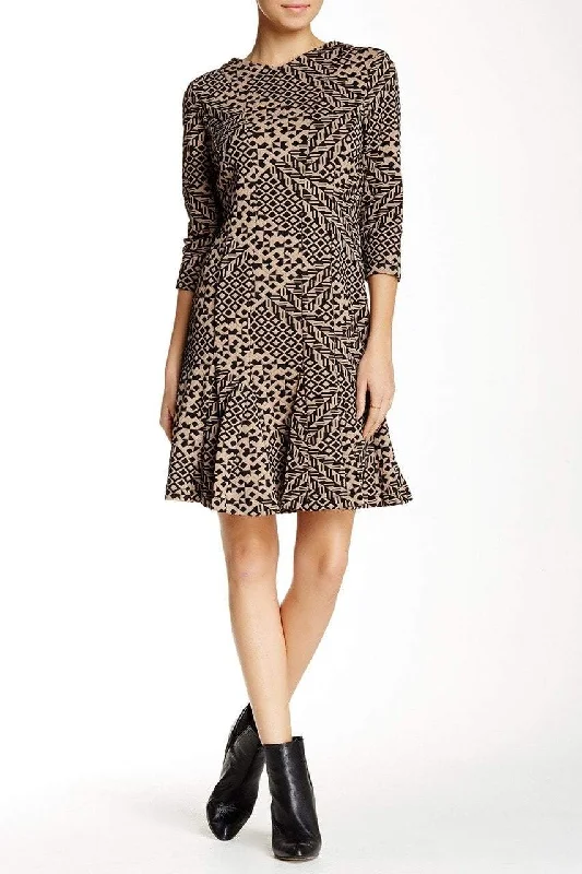 Taylor - Quarter Sleeve Geometric Print Dress 5641MSC Halter unclassified dresses