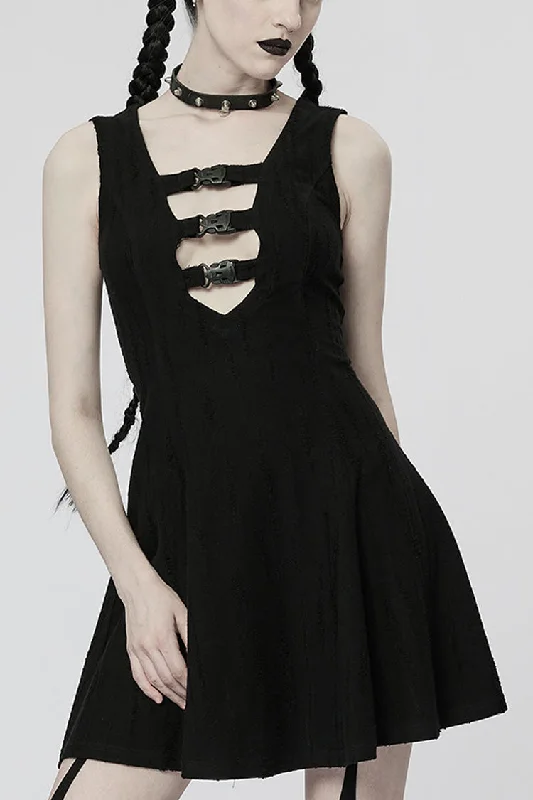 V Collar Sleeveless Buckle Women's Steampunk Dress 2 Color Women's unclassified dresses