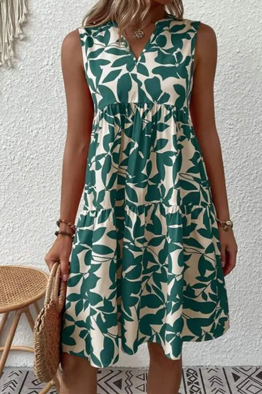 V NECK PRINT TIERED DRESS Street style unclassified dresses