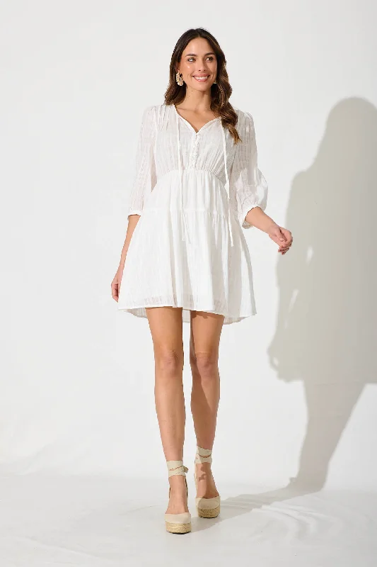 Wisteria Dress In White Cotton Winter unclassified dresses