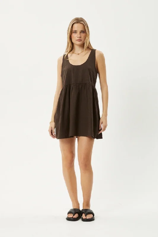 Afends Jesse Hemp Mini Dress Coffee Mini Skirt Chic