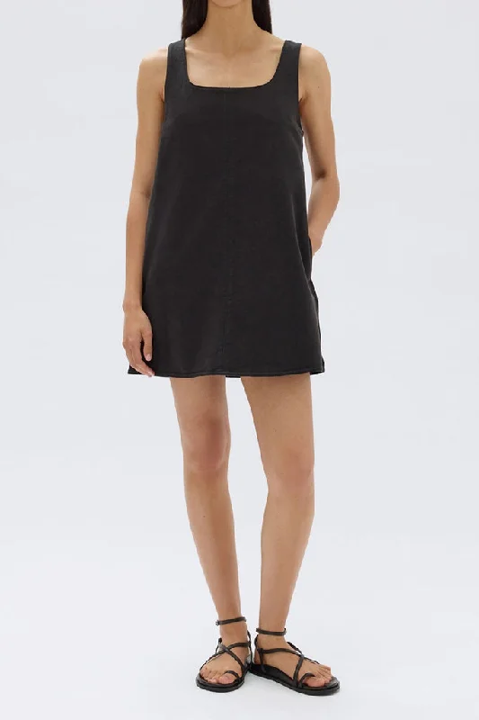 Assembly Zoey Twill Mini Dress Black Fitted Mini Skirt