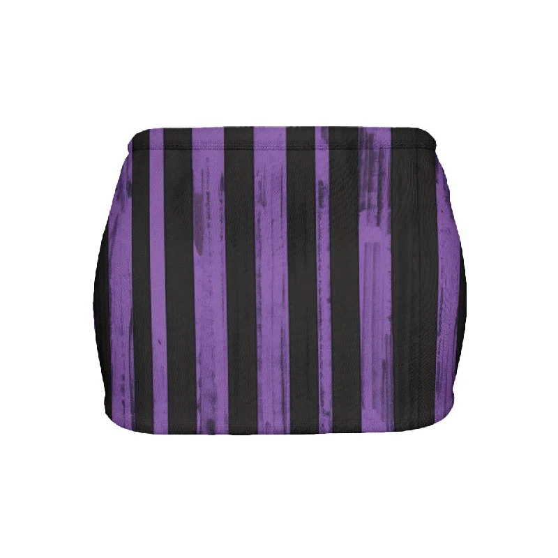 Purple Stripes Slinky Micro Mini Skirt Colorblock Mini Skirt