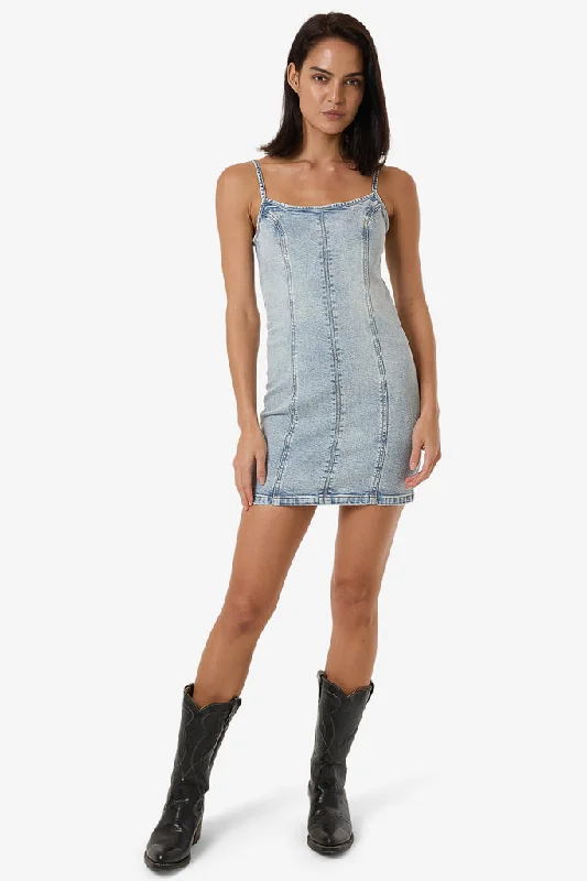 Thrills Rory Mini Denim Dress Tainted Blue Mini Skirt Trend