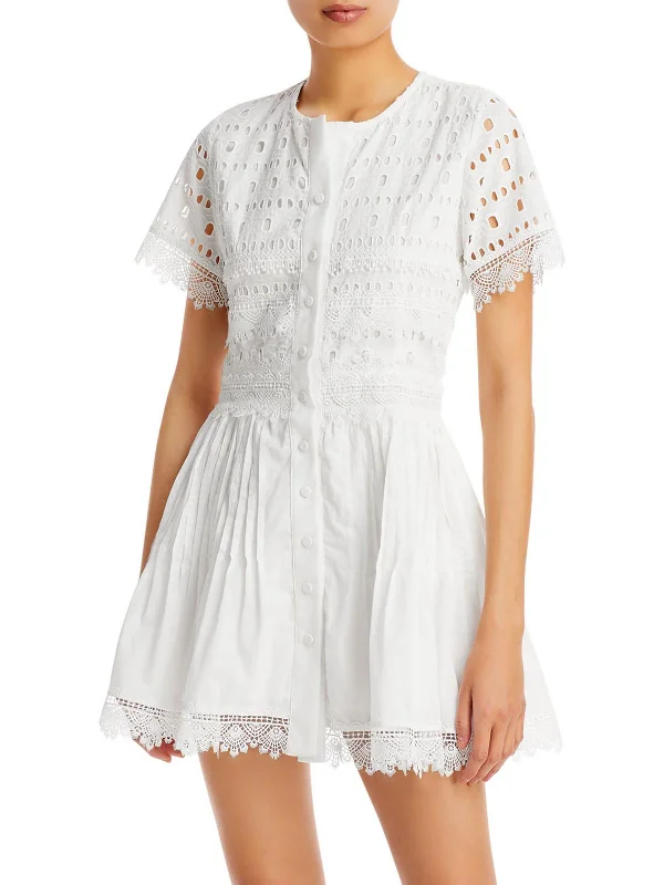 Womens Lace Short Mini Dress Ruffled Mini Skirt