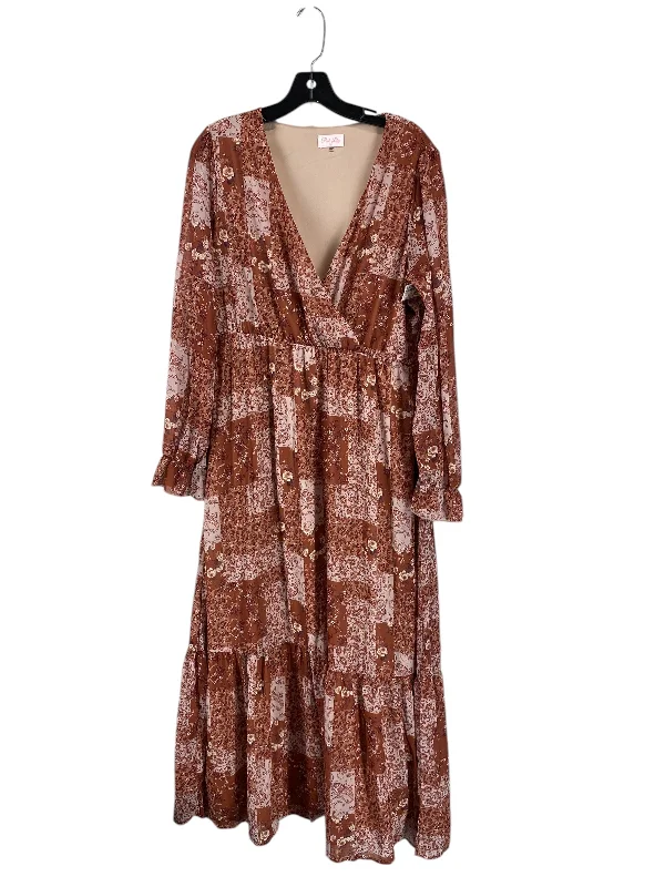 Dress Casual Maxi By Pink Lily In Brown, Size: Xl Cozy Maxi Dress