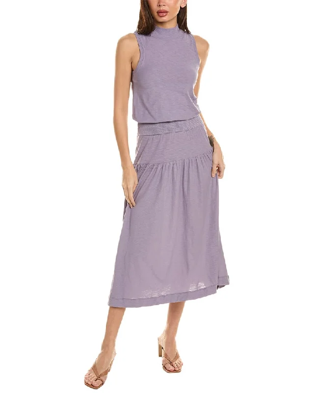 Nation LTD Margot Turtleneck Tank Maxi Dress Front Slit Skirt