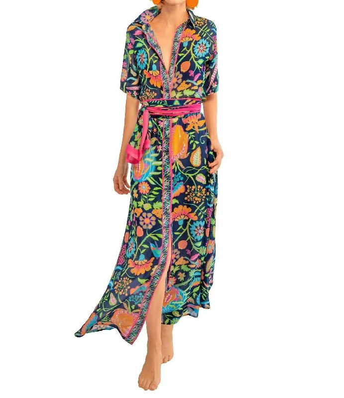 Panache Maxi Dress - Humming Bird Heaven In Navy Plaid Maxi Skirt