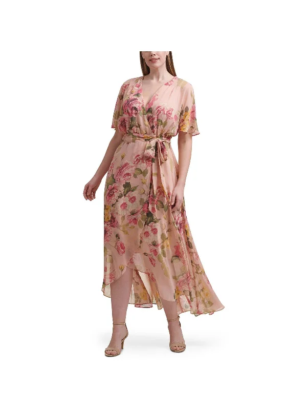 Plus Womens Floral Surplice Maxi Dress Fitted Maxi Skirt