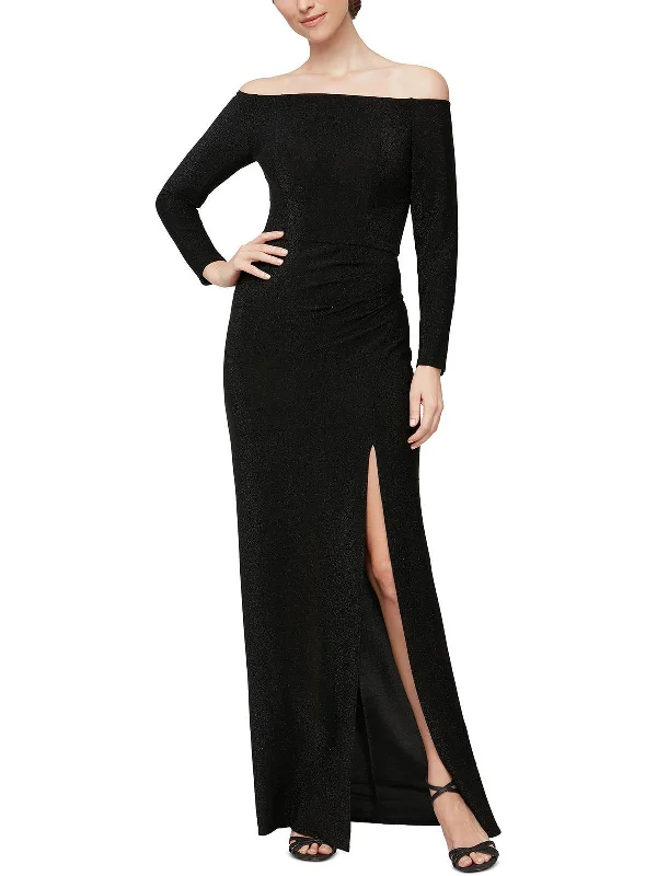 Womens Metallic Maxi Evening Dress Soft Maxi Skirt