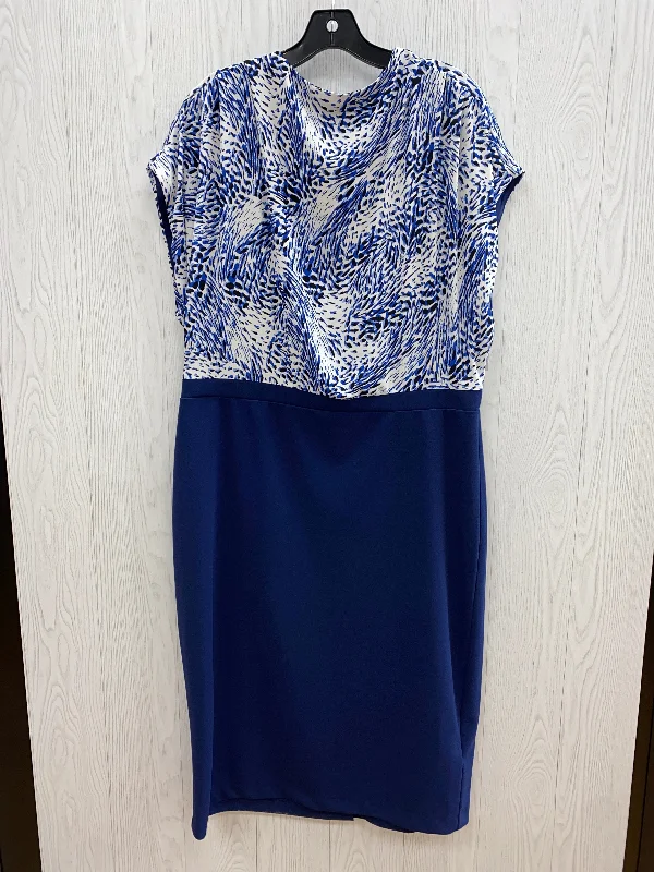 Blue Dress Casual Midi Express, Size Xl Printed Midi Skirt