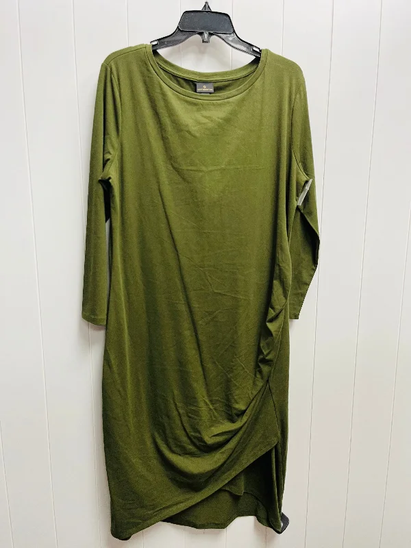 Green Dress Casual Midi Worthington, Size Xl Classic A-line Skirt